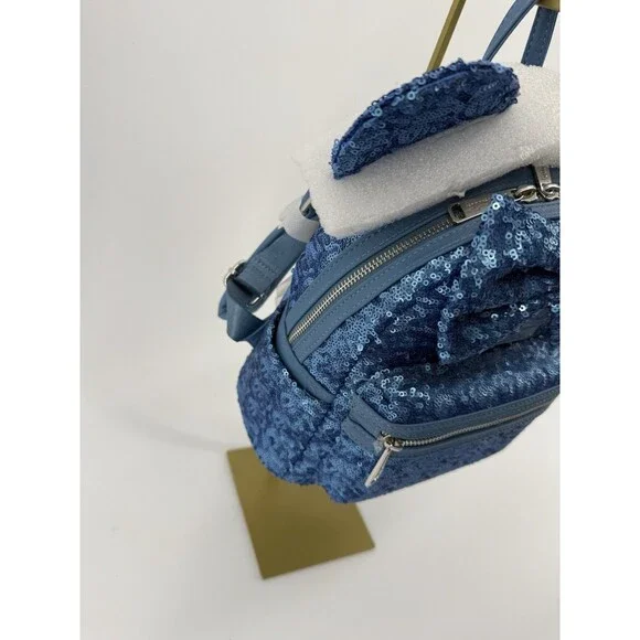 Loungefly Disney Parks Minnie Mouse Sequin Mini Backpack - Hydrangea Blue - NWT - Picture 5 of 9
